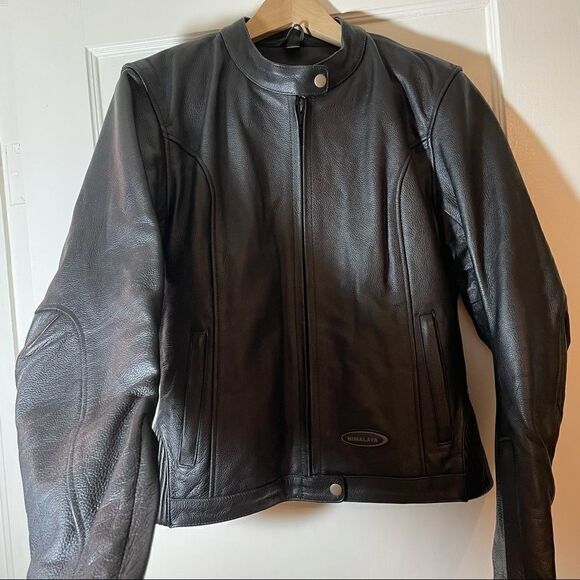 Himalayah motorcycle jacket black leather zip out lining vintage - Picture 4 of 8